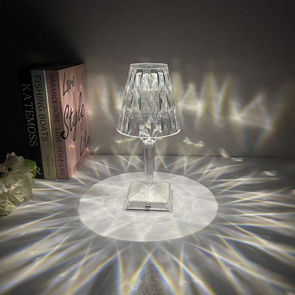 Bar Diamond Table Lamp Crystal Clear Usb Table Lamp 7x15.5cm