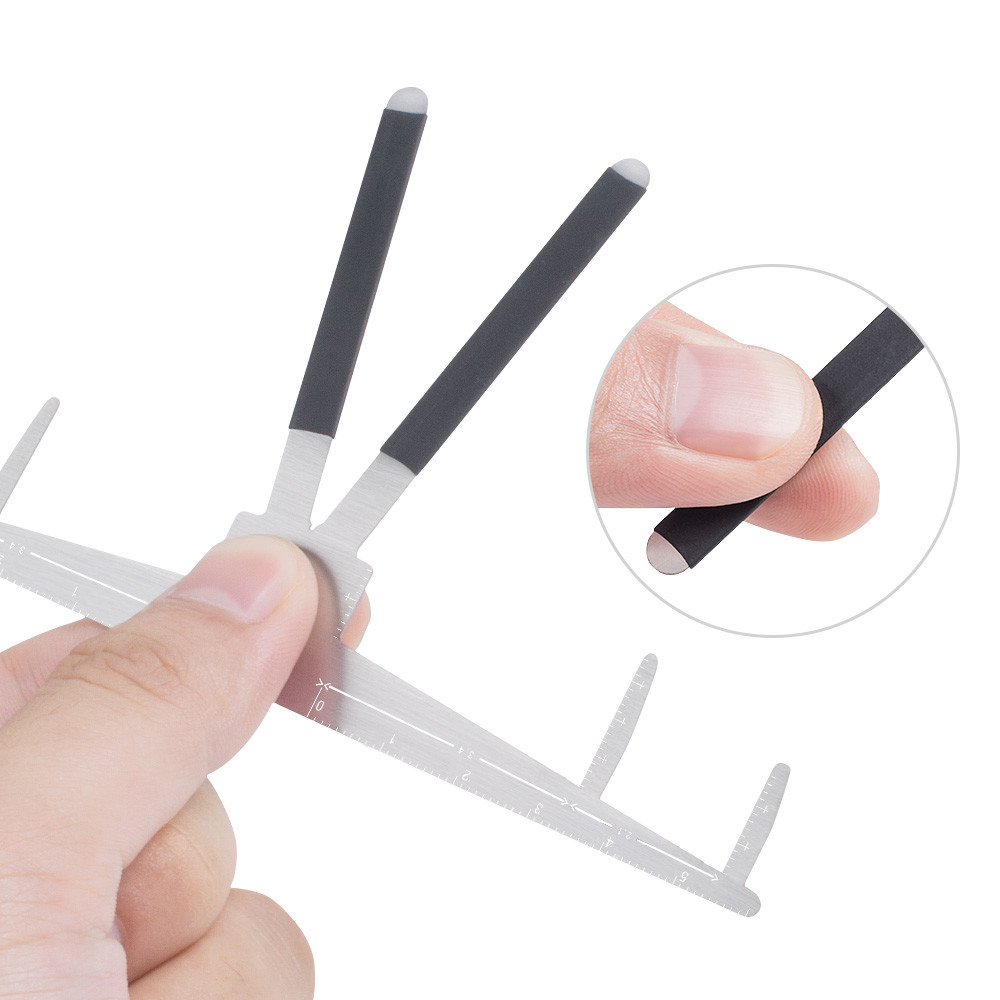 Light Weight Eyebrow Microblading Tool SS 3 Point Positioning Measuring Ruler