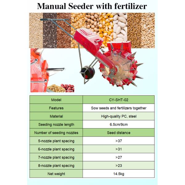 Manual Seeder Machine with Fertilizer Hand Push Planter Efficient Sowing Equipment Use