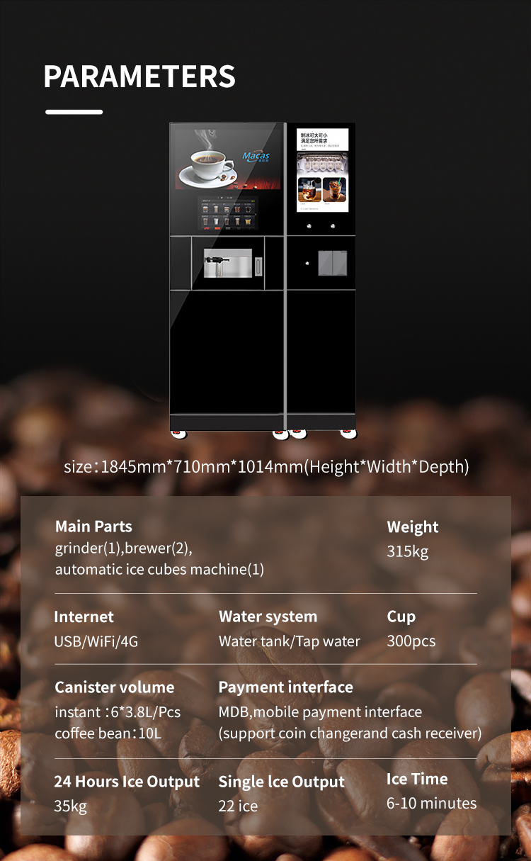 Fully Automatic Floor Standing Coffee Machine With Ice Maker For Office Spaces