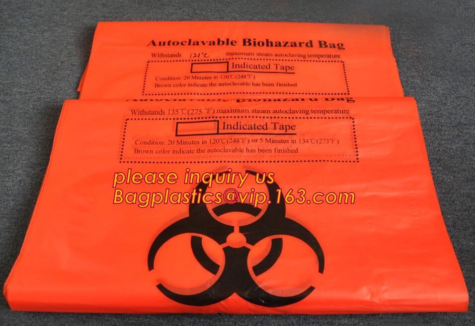 LDPE biohazard waste bin bags disposable medical autoclave bags, biohazard specimen bag plastic adhesive flat bag, bagea