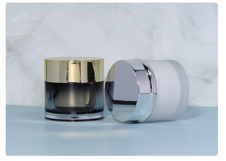 Industrial Cosmetic Luxury Black White Acrylic Plastic Double Wall Natural Body Scrub Container 50g 30g Jars With Lids