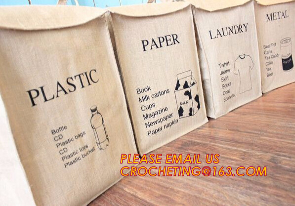 Fabric 3 sets Jute home organization storage basket/boxes stackable for household with cotton handle bagease package