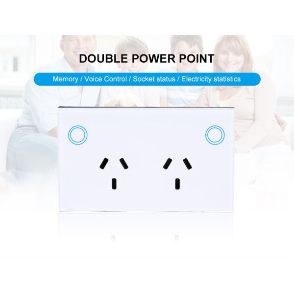 Smart Wifi Wall Socket Us Glass Panel Double Phone Alexa Google Voice Operated Tuya Smart Home System