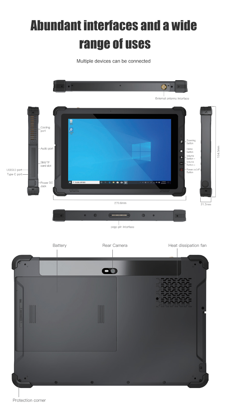 Capacitive Screen 10 inch Industrial Tablet with IP65 Waterproof and Rear 8.0MP Camera
