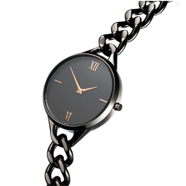 Gunblack Coated Ladies Bracelet Watches Waterproof With Japan Movt