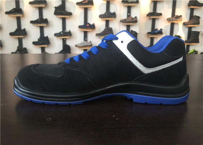 Chain Stitch Black Cool Steel Toe Shoes , Suede Leather Work Boots Size Customized