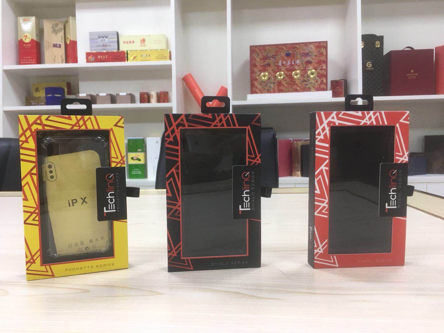 Custom Printed Phone Case Packaging Box Clear Window Sliding Open Drawer