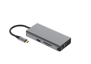 Multiport 10 In 1 Dongle USB C Hubs With Ethernet 4K 30Hz HDMI VGA