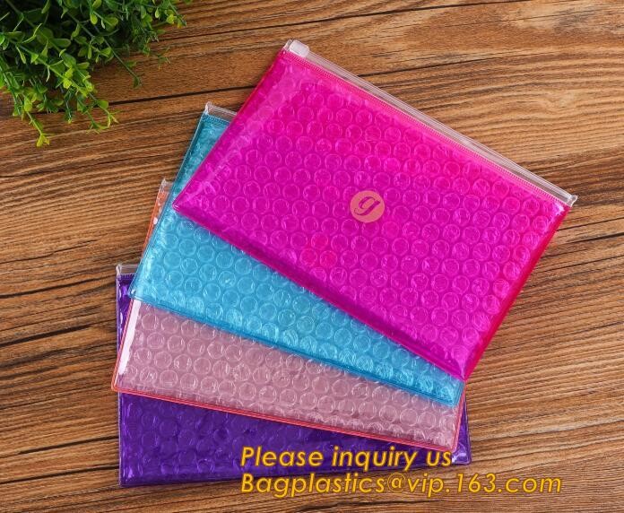 Cosmetic Slider Zip lockk Bubble Bags Bubble Slide Pouch,Zip lockk esd bubble bag bubble packaging wrap cosmetic pouch slide