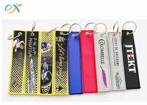 China Personalized Woven Keychain With Logo , Custom Fabric Keychains Rectangle Shape wholesale