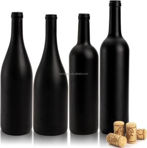 Super Flint Glass Empty Red Black Ice Wine Bottle with Cork 500ml 750ml 1000ml 700ml