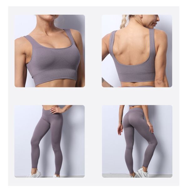 Ultra Leisure Seamless Yoga Sets Perspiration Slipfree Waist Peach Seamless Gym Set