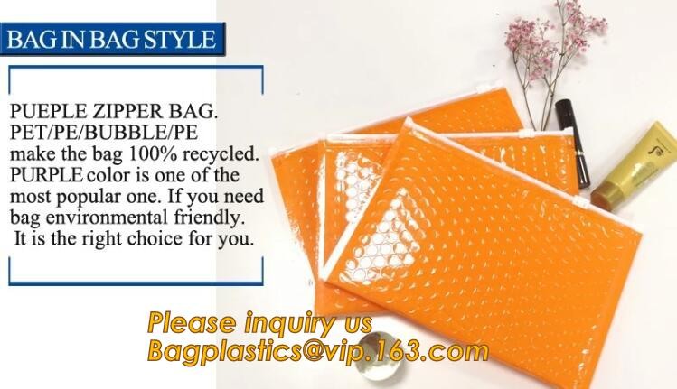 Cosmetic Slider Zip lockk Bubble Bags Bubble Slide Pouch,Zip lockk esd bubble bag bubble packaging wrap cosmetic pouch slide