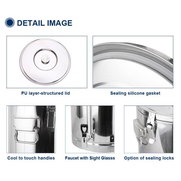 Big Capacity Stainless Steel Milking Machine Bucket Transport Insulation With Lid