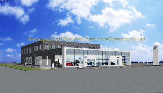 Modern steel frame prebaricated 4s car exhibition center hall