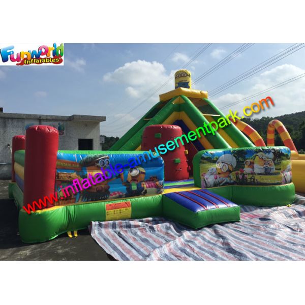 Outdoor Minion Inflatable Bouncer Slide , Funny Combo Slide 0.55mm PVC Tarpaulin