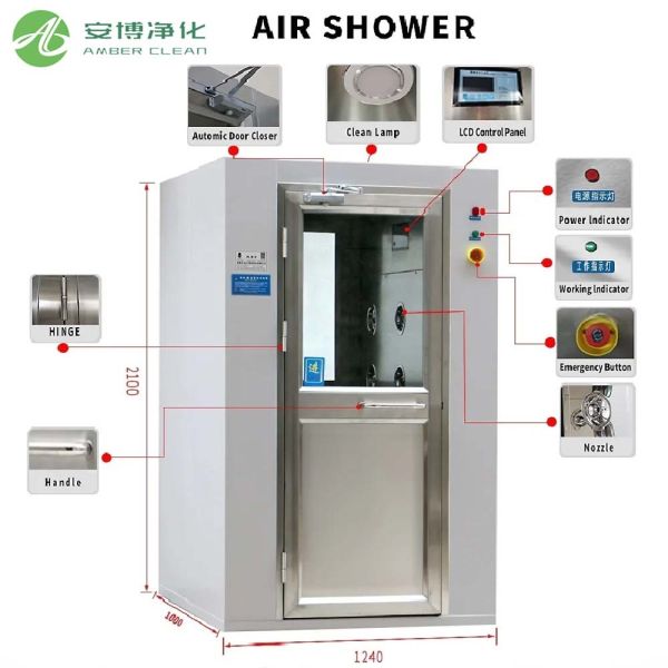 AMBER Cleanroom Stainless Steel Air Shower In Pharmaceutical Industry