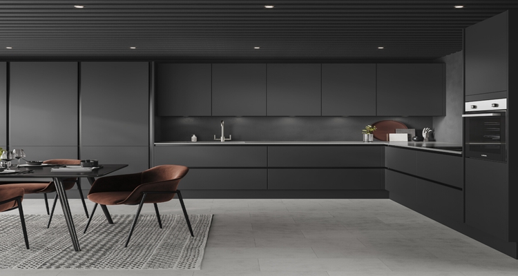 Faucet Accessories Dark Glass Panel Solid Wood Modular Kitchen Cabinets for Apartment