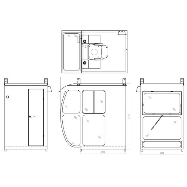 White / Red Overhead Crane Cabin With Adjustable Seat / Joystick