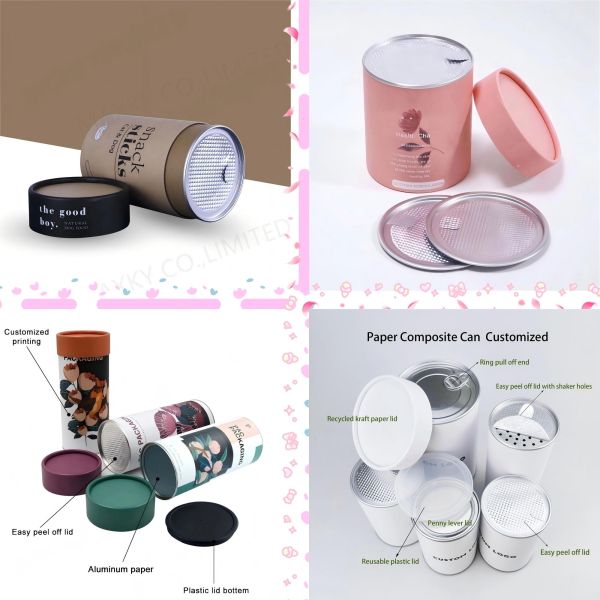 Custom cylindrical food grade cardboard protein powder seasoning packaging tube with tear-off seal lid