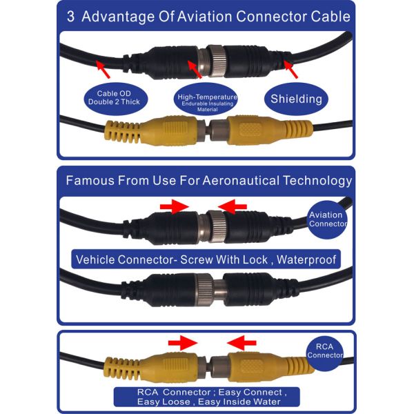 reverse camera mini din 8p cable Car Back Up Camera 8 PIN Slim Extension Cable Audio Video System