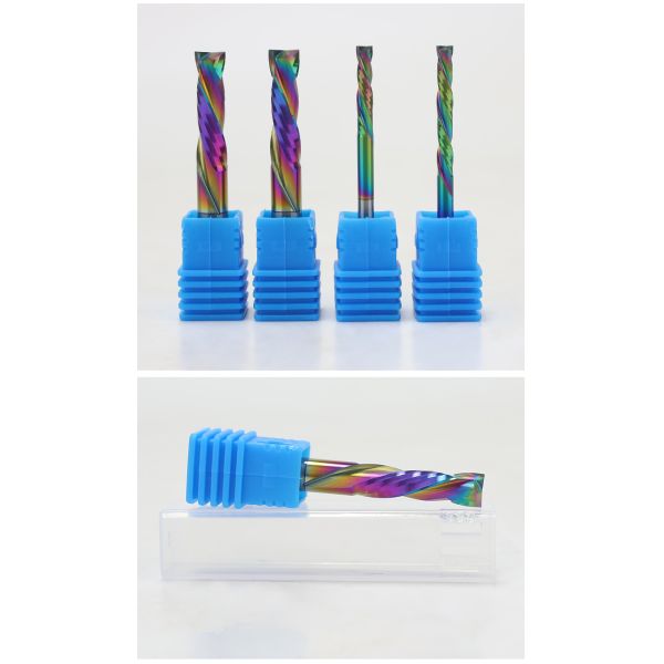 Nano Coating Cutting Bit Solid Carbide 2 Flute End Mill Downcut Spiral Bits 60HRC