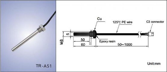 M8 10k Thermistor Industrial Threaded Temperature Sensor 3950K Waterproof