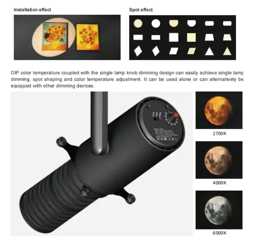 Versatile Precision Shaping Gobo Projector LED Contour Spotlight Track Light for Museum Art Gallery Commercial Lighting