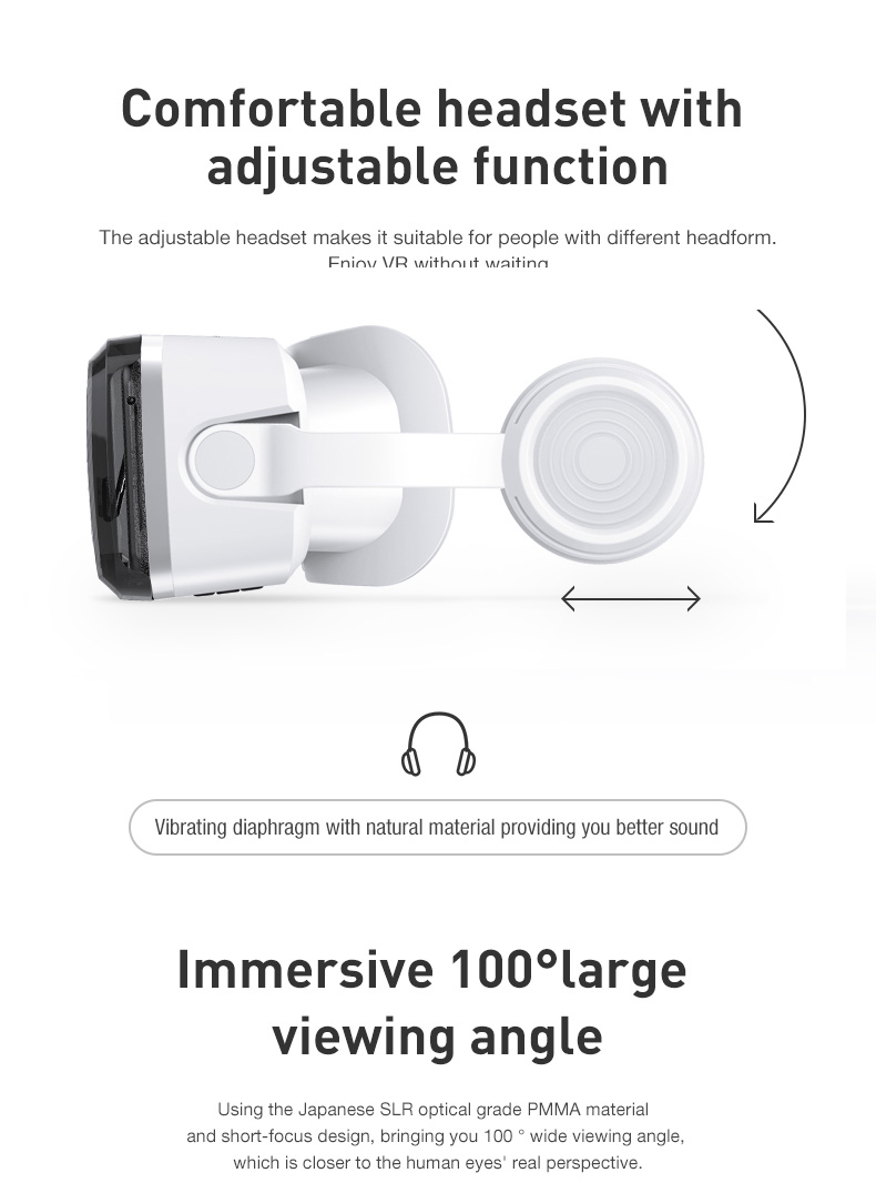 Wireless Headphones AR Headset for TV Movie Video Games Compatible IOS Android Virtual Reality Smart VR Box 3D Glasses Helmets