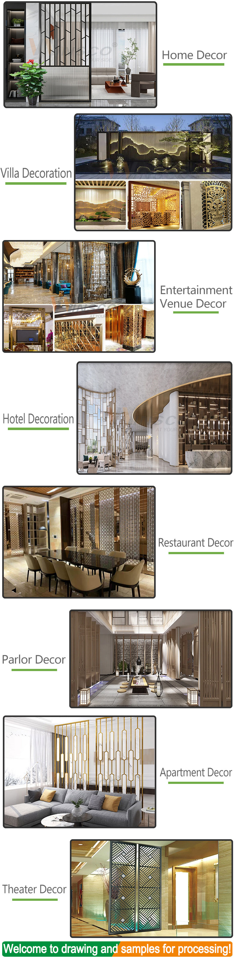 AISI 201 304 316 Stainless Steel Screen Partition Titanium Gold For Interior