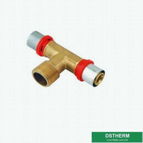 Quality Customized Male Threaded Tee Compression Double Straight Brass Press Union Fittings For Pex Aluminum Pex Pipe for sale