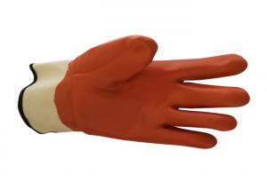 China Winter Orange PVC Gloves 100% Cotton / Jersey Lining For Extra Comfort wholesale