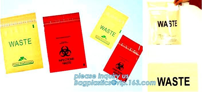 LDPE biohazard waste bin bags disposable medical autoclave bags, biohazard specimen bag plastic adhesive flat bag, bagea