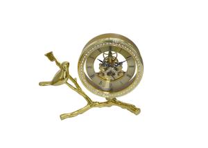 Table Stainless Steel Skeleton Clock Vintage Design With Brass Support