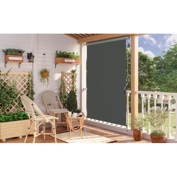 Balcony Sun Shade and Window Protection with 160*250cm Vertical Drop Down Awnings