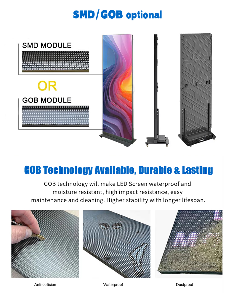Foldable P2.5 GOB Poster LED Screen Hd Display Stand Totem Double-sided Free Standing Led Poster Screen for Shopping Mall