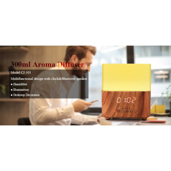 Ultrasonic Essential Oil 300ml PP Wood Aromatherapy Diffuser