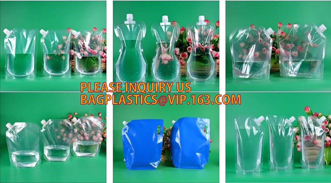 biodegradable eco-friendly FDA clear juice sealed drink pouches translucent reclosable hand held zipper plastic drinking