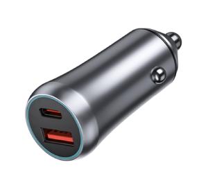 48W Dual-Port USB-C Car Charger, 12-24V DC Input ABS+PC Fireproof