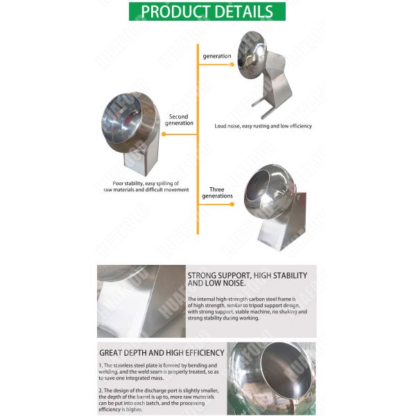 HDF-800 seasoning seed donut chocolate coating pan machine