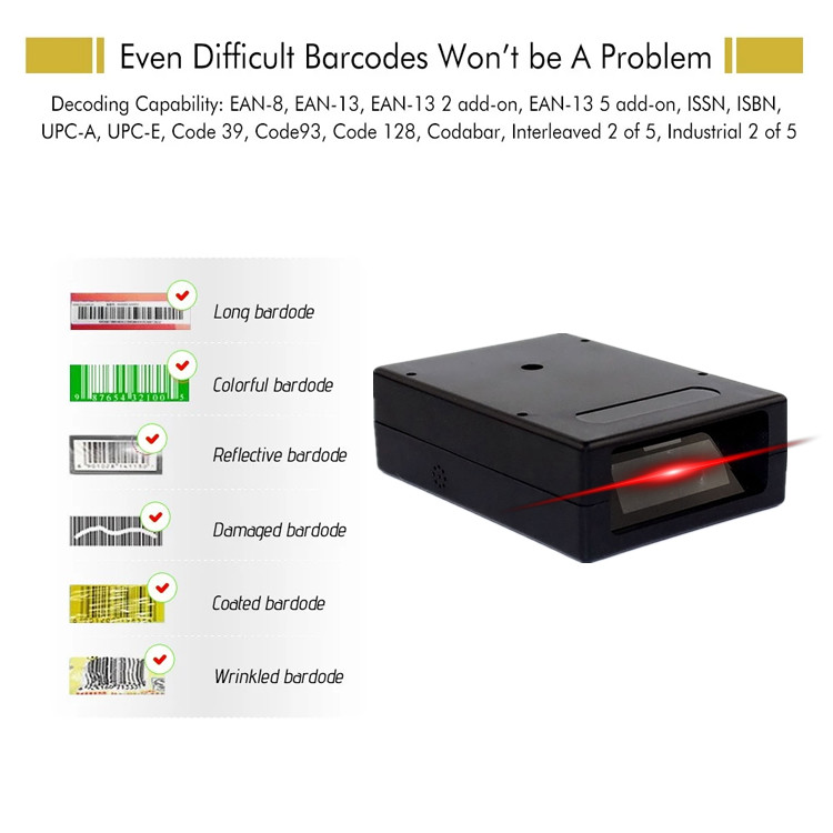 1D CCD Embedded Barcode Scanner Module For Inventory Kiosk Machine YHD-M100C