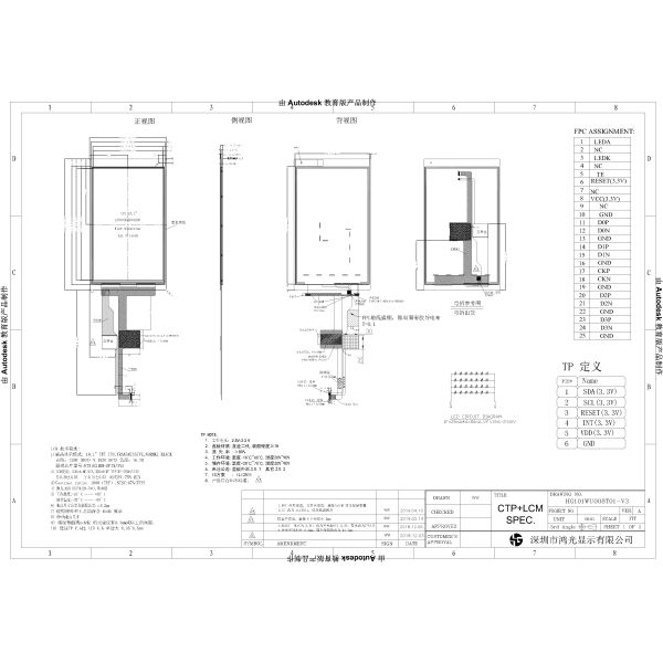 1200x1920 Monitor LCD Touch Screen 10.1 Inch MIPI Interface