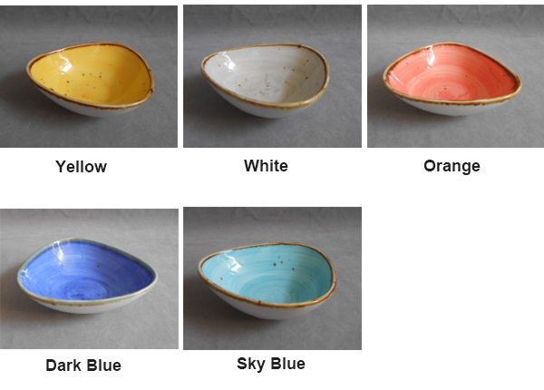 4.75 Inch Triangle Shape Stoneware Small Ceramic Bowl Set