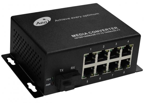 Quality Single Mode Fiber To Ethernet Converter 1 SC Port and 8 Ethernet Ports for sale