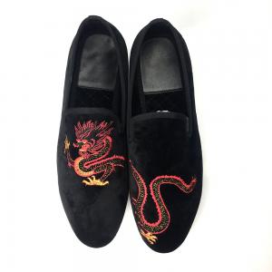 China Slip On Mens Black Suede Tassel Loafers With Red Leather wholesale