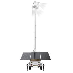7m High mast mobile solar light tower for disaster relief remote areas