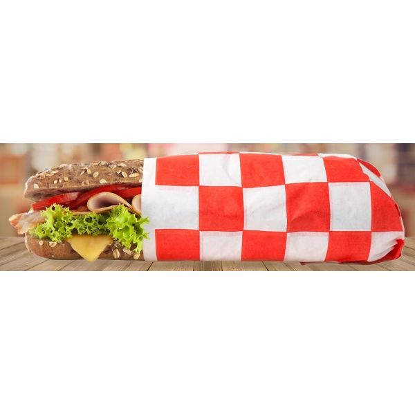 Deli Paper Sheets (500 Count) 12-Inch Red Checkered Square Sandwich Wrapping Paper Grease Resistant