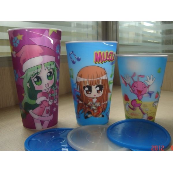PLASTIC LENTICULAR custom lenticular cups 450 ml 3d motion effect 3d holographic mug cups