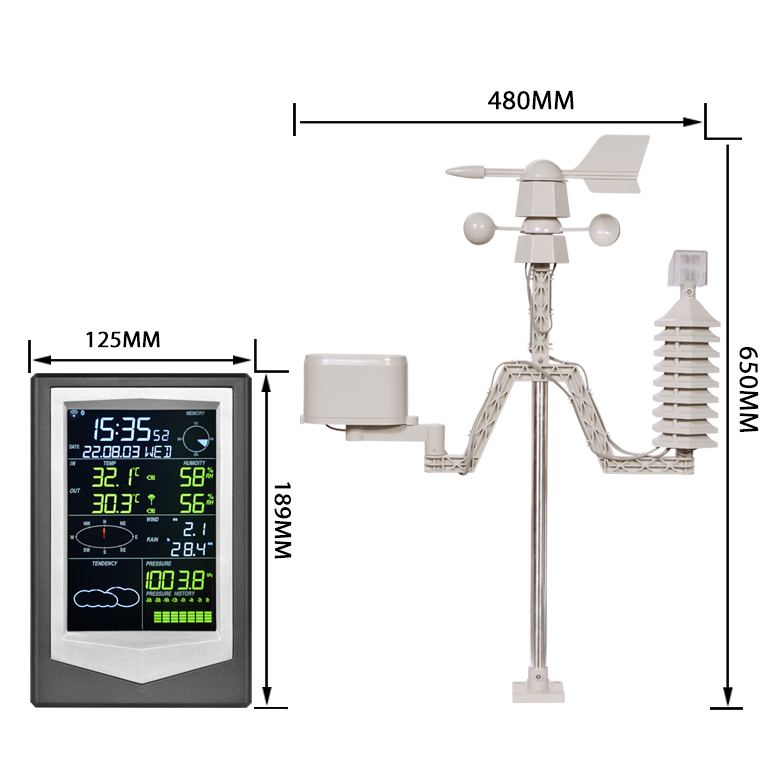 Household Wireless Weather Station With Solar Color Screen Temperature And Humidity Sensor